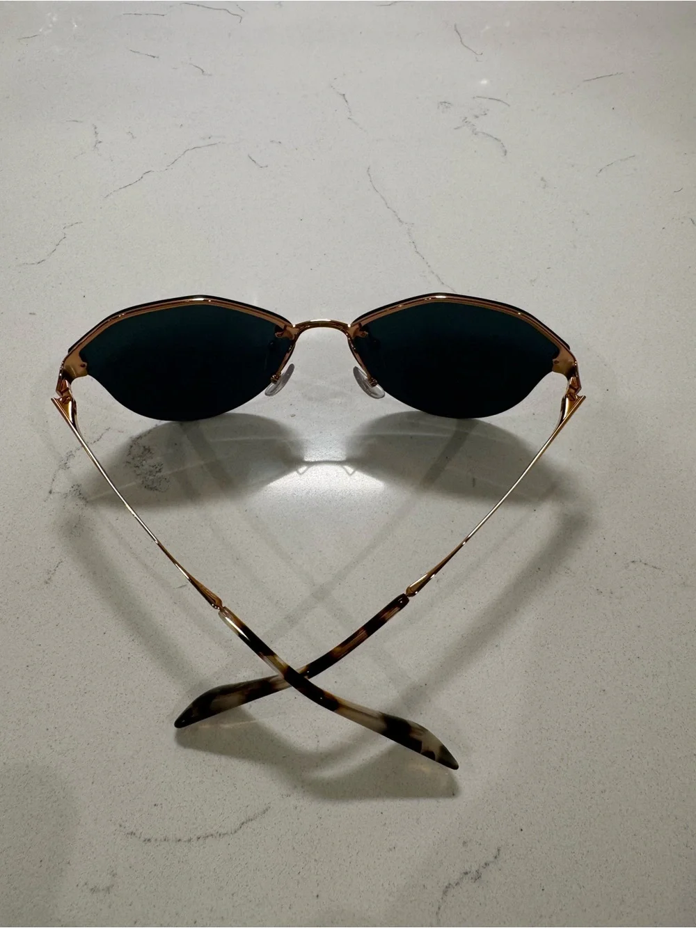 PRADA SPR64T Women's Geometric Rose Gold Metal Sunglasses Purple Mirror Lens